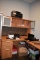 L SHAPED DESK WITH OVERHEAD STORAGE