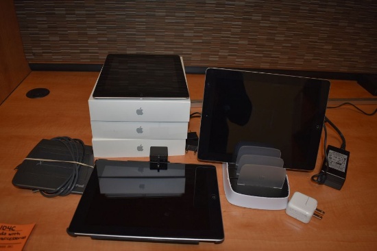 (3) I-PADS WITH STAND AND ACCESSORIES