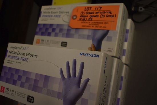 (5) BOXES OF NITRILE EXAM GLOVES, (3) SMALL AND (2) EXTRA SMALL