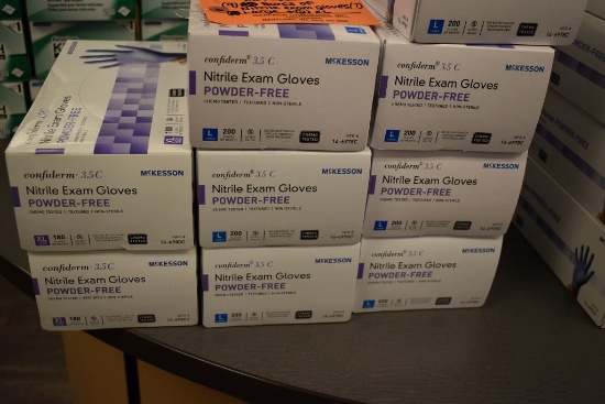 (9) BOXES OF NITRILE EXAM GLOVES, (7) LARGE AND (2) X-LARGE