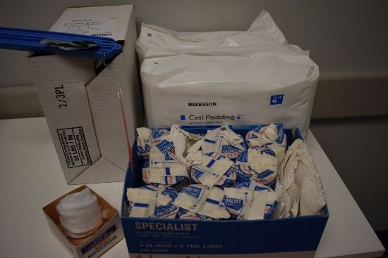 CAST PADDING, PLASTER BANDAGES AND 2" FORM SPLINT