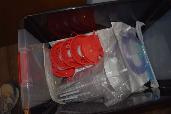 SUCTION CANISTERS AND SUPPLIES IN BLACK BIN