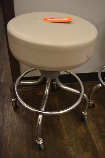 PHYSICIANS ROLLER STOOL, 14" DIAMETER, VINYL SWIVEL TOP,