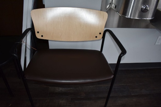 EXTRA WIDE CHAIR, WOOD BACK, VINYL SEAT, STEEL FRAME