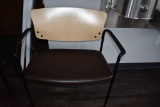 EXTRA WIDE CHAIR, WOOD BACK, VINYL SEAT, STEEL FRAME
