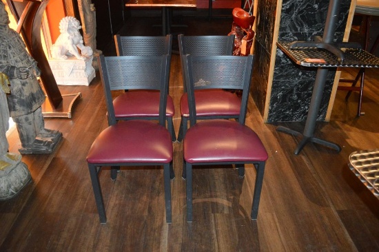 (4) DINING ROOM CHAIRS WITH STEEL LEGS, FRAME AND BACK WITH VINYL SEAT, PICTURE IS REPRESENTATIVE