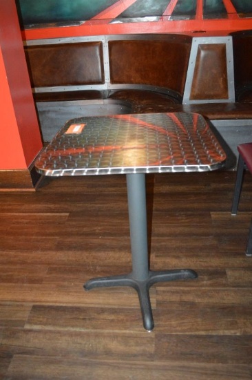 (1) 23 1/2" x 23 1/2" TWO TOP TABLE WITH SINGLE STEEL PEDESTAL