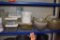 CONTENTS OF SHELF, ASSORTED PLASTIC ITEMS AND SOME UTENSILS