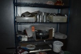 CONTENTS OF SHELVING UNIT, PLASTIC WARE, SCOOPS AND MISC.