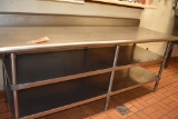 STAINLESS STEEL TABLE WITH LOWER SHELVES,