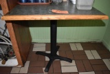 SINGLE PEDESTAL TABLE, GREEN FORMICA TOP, 32
