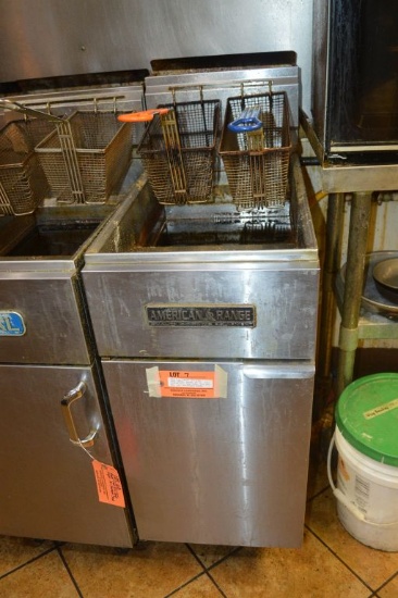 AMERICAN RANGE TWO BIN DEEP FRYER, MODEL AF-45,