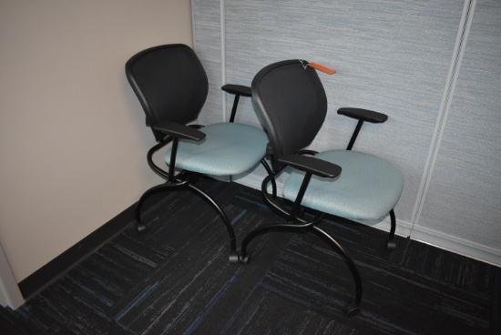 (2) ROLLING CHAIRS WITH FLIP UP FABRIC SEAT