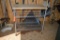 METAL CART WITH WIRE SHELVING WITH BUTCHER BLOCK TOP