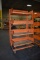 ORANGE ROLLING SHELVING UNIT, ADJUSTABLE SHELVES,