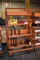 ORANGE ROLLING SHELVING UNIT, ADJUSTABLE SHELVES,