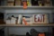 EXIT SIGNS, LIGHTS AND THERMOSTAT ON THIS SHELF