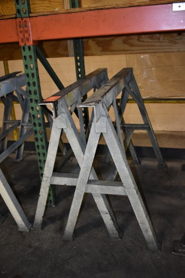 PAIR OF STEEL HEAVY DUTY SAWHORSES, 48"W x 32"HIGH,