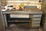 VINTAGE METAL WORKBENCH WITH FOUR DRAWERS