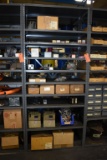 METAL SHELVING UNIT WITH MISC. ELECTRICAL COMPONENTS