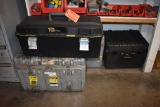 (3) EMPTY PLASTIC BOXES AND EMPTY TOOL BOX