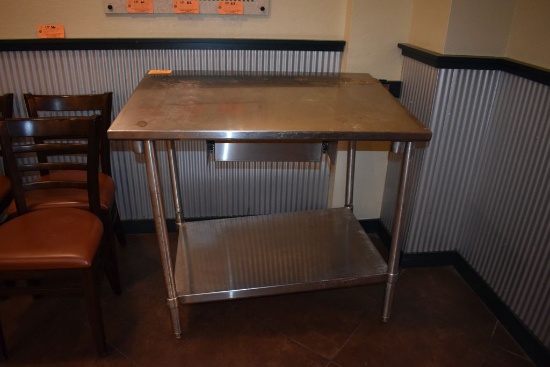 SS TABLE W/SLANTED TOP & SINGLE DRAWER,