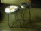 (2) THREE LEGGED STAINLESS STEEL SHOP STOOLS