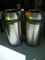 (2) STAINLESS STEEL TRASH CANS WITH REMOVABLE DOME LIDS