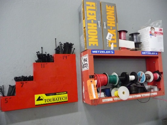 WALL-MOUNT ORGANIZERS WITH WIRE, ZIP TIES AND MISC.