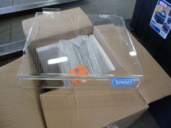 BOX OF ACRYLIC HELMET SHELVES