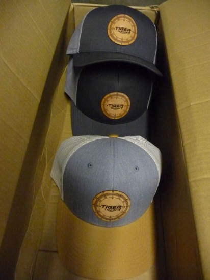 BOX OF TRIUMPH TIGER HATS, (9) - GRAY