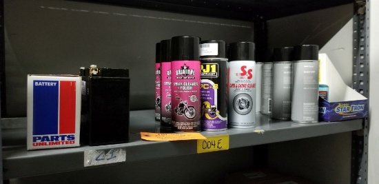 CONTENTS OF SHELF 4E POLISH, CLEANERS & (2) BATTERIES