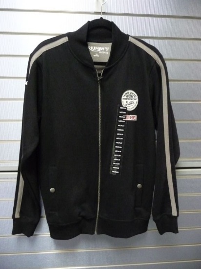MEN'S TRIUMPH BLACK ZIPPERED SWEATSHIRT, BLACK,