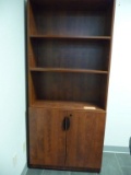 CHERRY WOODGRAIN BOOKCASE WITH TWO LOWER DOORS,