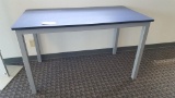 METAL FRAMED TABLE WITH BLUE TOP