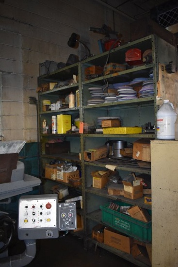 (2) METAL SHELVING UNITS WITH ASSORTED GRINDING WHEELS