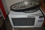MICROWAVE AND OPEN SIGN,