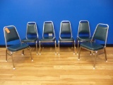 (6) METAL FRAMED STACKABLE CHAIRS,