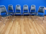 (6) METAL FRAMED STACKABLE CHAIRS,