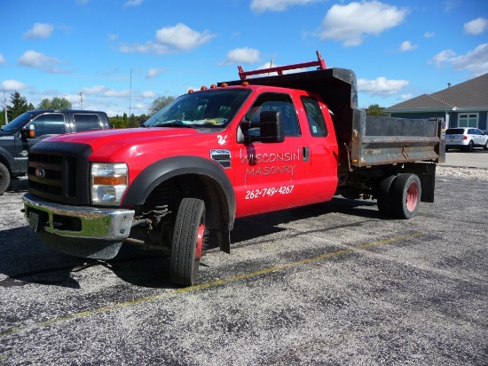2008 FORD F-450, EXTENDED CAB, 12' DUMP TRUCK,