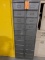 GRAY METAL CABINET WITH TWENTY DRAWERS, INCLUDES CONTENTS -