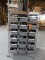 ROLLING SHELVING UNIT WITH (18) BINS FULL OF