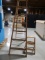 7' WOODEN STEP LADDER AND THREE STEP WOODEN STOOL