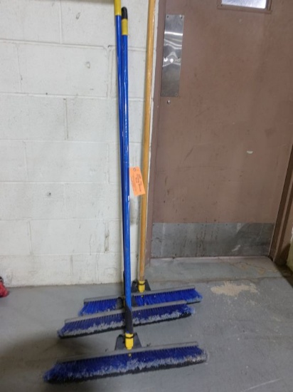 (3) SHOP BROOMS - BLUE
