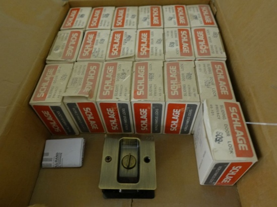 (20) SCHLAGE ANTIQUE BRASS SLIDING POCKET  DOOR LOCKS