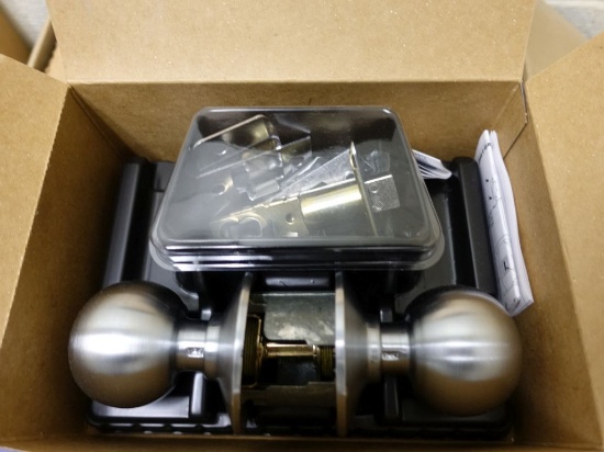(40) SCHLAGE SATIN NICKEL ROUND DOOR HANDLE SETS