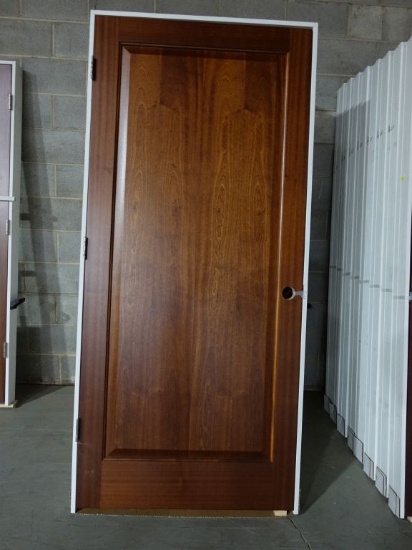 (8) 3/0 x 80" MAHOGANY RAISED PANEL DOORS, PREHUNG