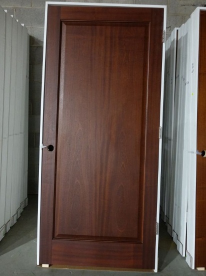 (8) 3/0 x 80" MAHOGANY RAISED PANEL DOORS, PREHUNG