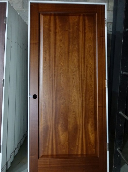 (8) 3/0 x 80" MAHOGANY RAISED PANEL DOORS, PREHUNG