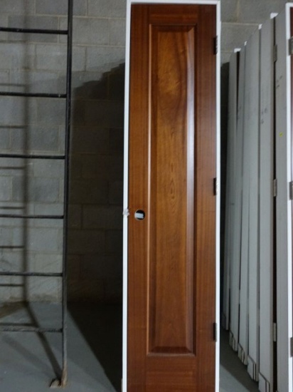 (7) 18" x 80" MAHOGANY RAISED PANEL DOORS, PREHUNG